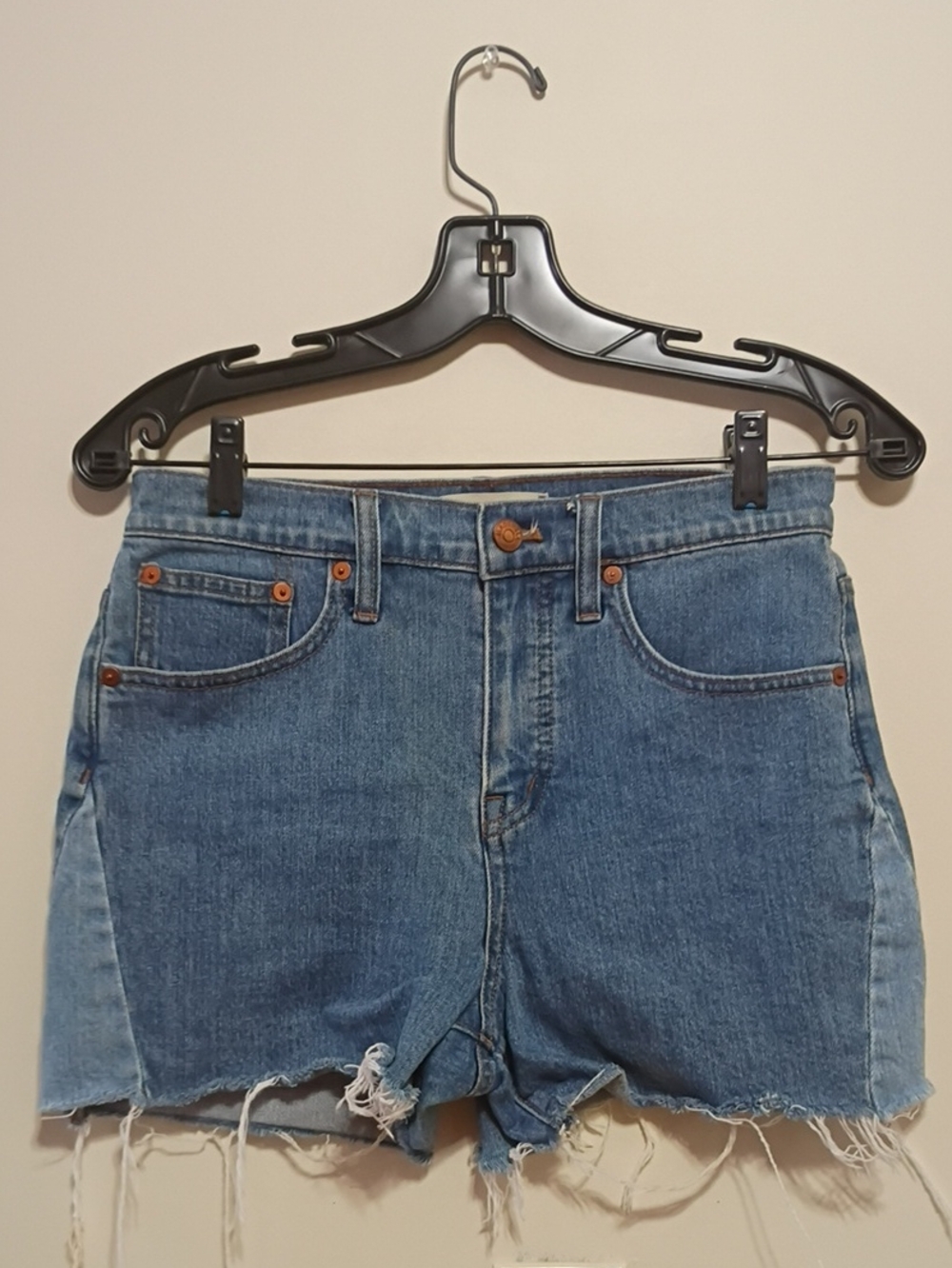 Madewell Distressed Two-Tone Blue Denim Cutoff Shorts Size 26